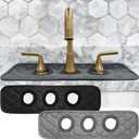 Bathroom Sink Splash Guard 3-Round-Hole : AHA HOMEWARE, Faucet Mat for Bathroom Sink 3 Holes (Black & Gray)