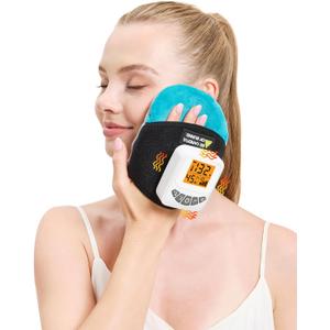 Cordless Portable Face Heating Pad for Pain Relief, Rechargeable Small Heat Pad for Face, 3-Level Vibration, 104-140 Adjustable Temp, 30/45/60Mins Timer, Type-C Cable & Storage Bag