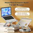 Laptop Stand for Desk - All-Metal Ergonomic Computer Stand & Laptop Riser, 360 Rotatable & Adjustable & Foldable, Laptop Holder for MacBook Pro/Air, Dell XPS, HP, Notebooks (10-17.3"), Gray