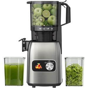 Juicer Machines, 5.3" Wide Feed Chute Cold Press Juicer for Whole Fruits & Vegetables, High Juice Yield with 2 Cups, Easy to Clean, Masticating Juicers Machine for Home Kitchen