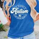 2 x Autism Awareness Shirt for Women: in April We Wear Blue Shirts Mental Health Tee Inspirational Short Sleeve Tee Tops (Blue, XXL)