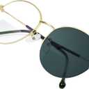 VisionGlobal Bifocal Reading Glasses Blue Light Blocking for Men and Women - Stylish Retro Round Computer Readers (+0.50/+3.00 Magnification, 3097_golden(c5)_sb_gray)