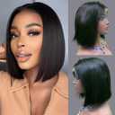 Vlike Bob Wig Human Hair Pre Plucked SDD Straight Bob Lace Front Wig Human Hair Short Bob Drawstring Glueless Wigs Human Hair For Black Women 2x6 HD Lace Front Wigs 180% Density Natural Colour 8 Inch