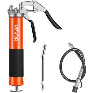 VEVOR Grease Gun, 8000 PSI High Pressure, Heavy Duty Pistol Grip Grease Gun Kit with 14 oz Capacity, Includes 18-Inch Flex Hose, 1 Extension Rigid Pipe and 1 Sharp Type Nozzle for Automotive, Marine