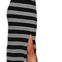 WIHOLL Womens Bodycon Summer Casual Midi Sundress Sleeveless Cute Hollow Out Knit Side Slit Striped Long Tank Dress (Large, Black)