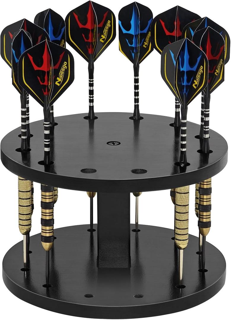 Wooden Dart Holder Stand for Desk or Shelf  Holds 12 Fully Assembled Steel or Soft Tip Darts  Compact Tabletop Display Rack for Dart Storage and Organization