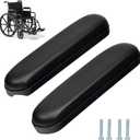 HMZ Full Length Padded Armrest Black 10-1/4" Long Wheelchair and Transport Chair arm Cushions, Black (1 Pair) Compatible with All Brands(10-1/4")