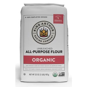 King Arthur, 100% Organic All-Purpose Flour Unbleached, Non-GMO Project Verified, No Preservatives, 2 Pounds