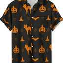 Men's Bowling Shirts Hawaiian Shirt Halloween Shirt Printed Chest Pocket Short Sleeve Casual Button Down Shirt Aloha Shirt (XXXL)