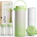 LUCKBEE Portable Breastmilk Cooler - 16oz Breast Milk Cooler Bottle with LCD Temp Display Cooling up to 24 Hours, Breastmilk Chiller with 2pcs Milk Storage Bottles, Breastfeeding Essentials for Baby (Green)