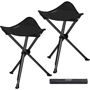 OUTSKIRT Folding Tripod Stools Portable Camping Stools 2 Pack Extra Tall for Adults Tall Lightweight Camping Stool Tripod Chairs for Fishing Hiking Backpacking