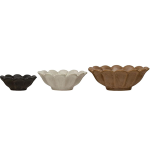 Creative Co-Op Stoneware Flower Bowls, 6" L x 6" W x 3" H, Multicolor