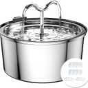 DOOOB Cat Water Fountain, 3.2L/108OZ Stainless Steel Pet Water Dispenser Automatic Metal Dog Drinking Fountains Water Bowl with 8 Filters & 8 Sponges and Ultra-Quiet Pump