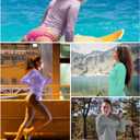 Kinglaman 6 Pack Women's Long Sleeve Workout Dry Fit Shirts, UPF 50+ Rash Guard SPF UV Sun Protection Swim Tee Shirts (L)