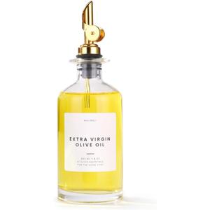 Molimoli Glass Oil Dispenser Bottle for Kitchen, Weighted Pourer, Olive Oil Cruet | 350ml, Set of 1 (Gold)