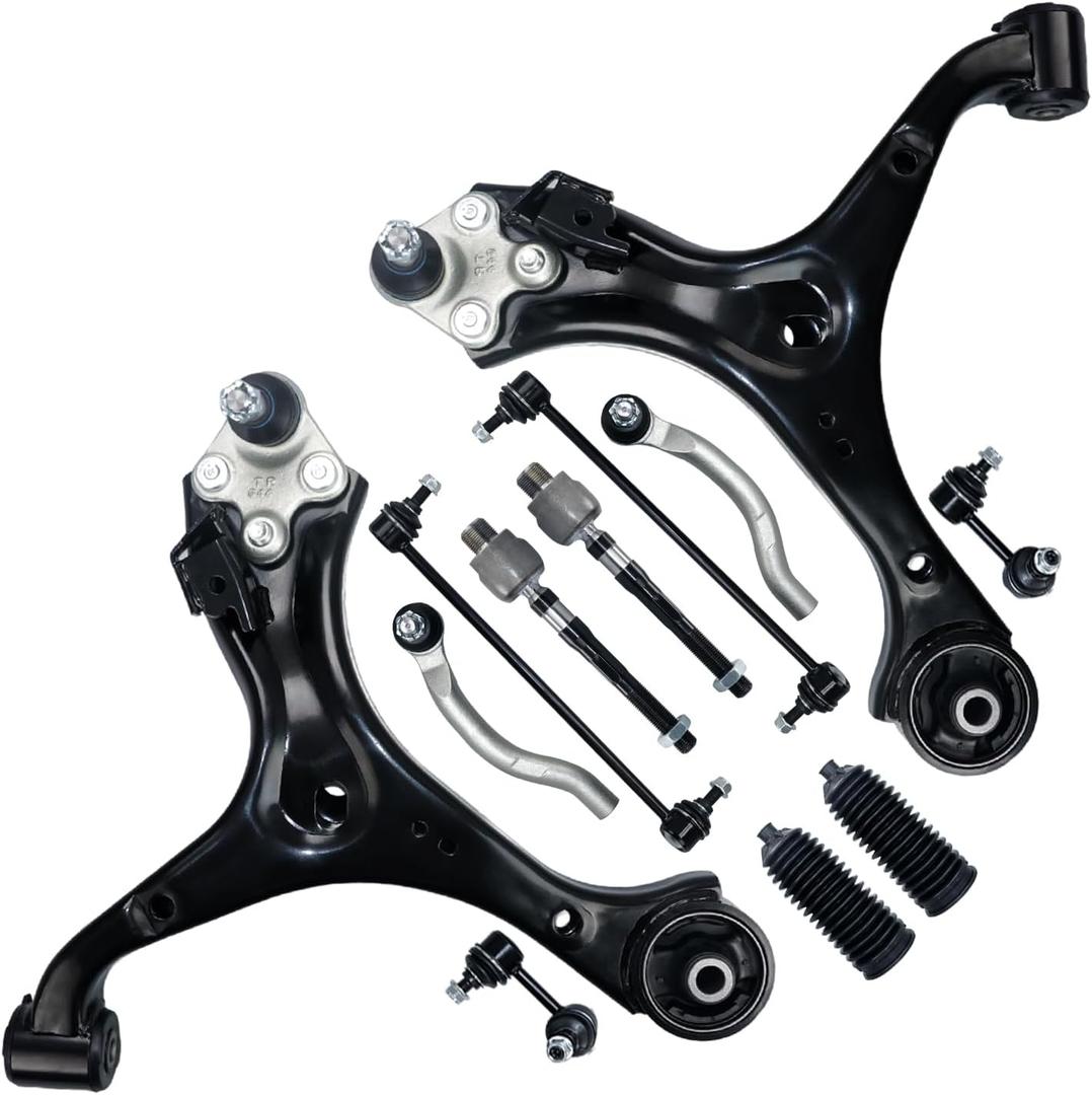 Control Arm, Front Lower Control Arm With Ball Joint Front & Rear Sway Bar Link Tie Rod boots Suspension Kit Replacement For 2013-2015 Honda Civic - 12 Pcs