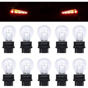 ecocstm 10 PCS 3157 Tail Light Bulb, Miniature 4157 Brake Light Bulb, Waterproof 3157 4157 Turn Signal Bulb, Automotive Side Marker Tail Light Replacement for Truck SUV Car (White)