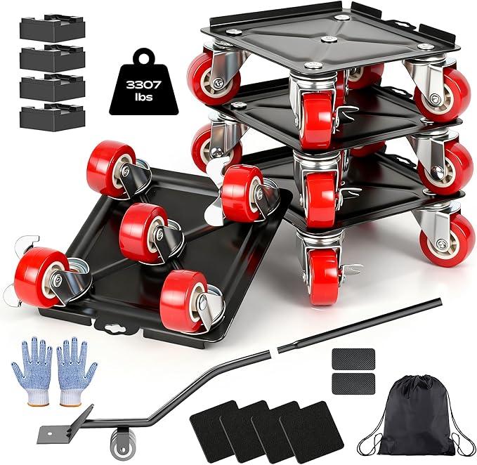 Furniture Dolly with 5 Wheels Heavy Duty Furniture Movers with Wheels Furniture Moving Wheels for Heavy Furniture Dollies Moving Dolly Heavy Duty Furniture Lifter Tool Rollers Load Capacity 2866 Lbs Load 