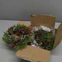 6 Pack Small Christmas Wreath Candle Rings Artificial Pine Branches with Pinecones Red Berries Fake Foliage Pine Needles Picks Candle Rings Holder for Table Centerpiece Home Door Window Chair Wall