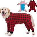 Dog Recovery Suit Full-Zipper After Post-Surgery Large Medium Dogs, Dog Bodysuit for Prevent Licking& Chewing Wounds Onesies Cone Alternative (Red, 6X-Large)