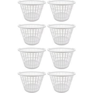 Evou Set of 8 Laundry Baskets Hampers (Several Colors) Lightweight Plastic, for Clothes, Towels, Storage of Kids & Baby Toys, Garden, 1 Bushel Capacity (8 White)