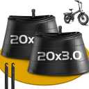 2 Pack 20 x 3.0 Fat Tire Tube Schrader Valve, Puncture Proof Bike Tubes for 20 x 3 Bicycle Tire, Butyl Rubber Inner Tube for EBike/Electric Bike/Mountain Bike