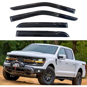 KPY Window Visor Rain Guard for 2015-2025 Ford F150 SuperCrew, Tape-On Deflectors Vent Visor for 2017-2025 F150 Raptor F250 F350 F450 F550 SuperDuty Crew, 2016 2017 2018 2019 2020 2021 2022 2023 2024
