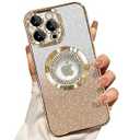 Misscase for iPhone 13 Pro Max Magnetic Glitter Case Compatible with MagSafe,Full Protection Slim Shockproof Anti-Scratch Case with Camera Lens Protector Logo View Dust-Proof Net for Women Black