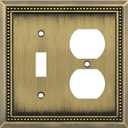Henne Bery Sunken Pearls Heavy Duty Decorative Wall Plate Switch Plate Outlet Cover (Toggle/Duplex, Antique Brass)