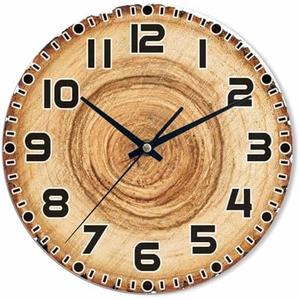 NOMEDOGYIM Wooden Stump Wall Clock Battery Operated Round Wall Clock Silent Non Ticking Quality Quartz 10 Inch Round Easy Clock to Read for Home Office