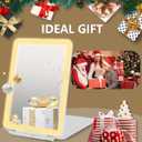 Travel Mirror with Lights Makeup Mirror Touch Screen 3 Colors Light 72 LEDs Rechargeable, 1000mHA 7.9x5.3-Inch Desk Compact Mirror White