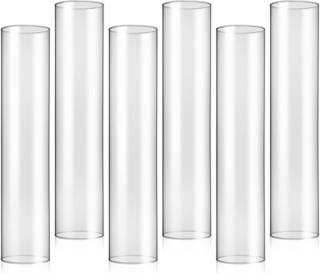 6 Pcs 2.5" W x 12" H Hurricane Candle Holder Sleeve Bottomless Glass Cylinder Candleholder Tall Candle Glass Cover Clear Open Ended Candle Wedding Decor Home Wedding Christmas Table