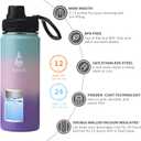 Farsea Insulated Water Bottle With Paracord Handle, Protective Boot and 2 Lids (Straw Lid & Spout Lid), Stainless Steel Water Bottle Wide Mouth, Double Wall Sweat-Proof BPA-Free, 18 oz
