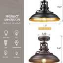 FEMILA 1-Light Semi Flush Mount Light Fixture, 12" Farmhouse Outdoor Ceiling Light for Hallway, Porch, Laundry, Foyer, Oil Rubbed Bronze Finish, 4FY15-F ORB, 12", 1 Pack