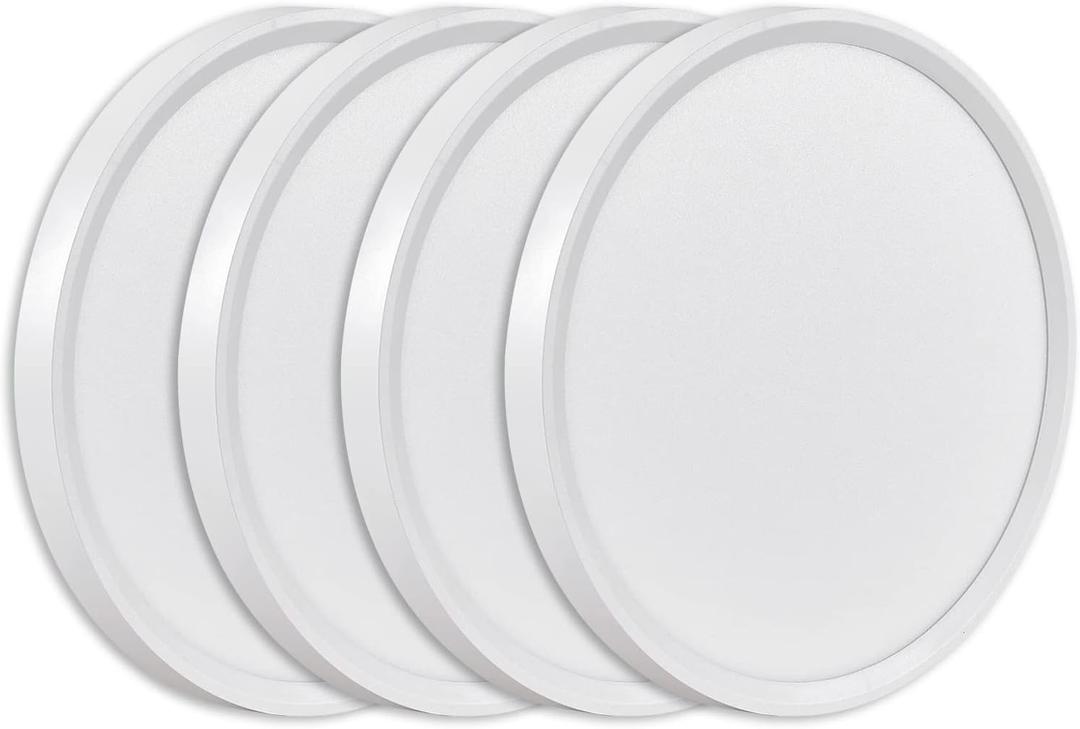 4PK 9 Inch LED Flush Mount Ceiling Light, 18W, 1860LM, 3000K/4000K/6000K CCT Selectable, Round Flat Panel Low Profile Ceiling Light Fitures for Hallway, Kitchen, Bedroom, Laundry Room (White)