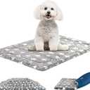 KROSER Fancy Crate Pad Bed Mat Reversible (Cool & Warm), Machine Washable, Dogs, Grey, Navy, Star Pattern, Small