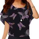 Neineiwu Women's Summer Loose Casual Short Sleeve Chiffon Top Blouses, S