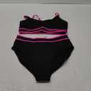 BMJL Women's High Waisted Bikini Ribbed Two Piece Swimsuit High Cut Color Block Adjustable Straps Bathing Suit (Large, Black&pink043)