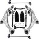 10PCS Front Lower Control Arms Replacement for 2007-2013 Nissan Altima, Lower Control Arms w/Ball Joints Inner & Outer, Tie Rods Boots Sway Bars Replacement Suspension Kit