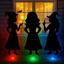 3 Pack Halloween Decorations Outdoor Metal Halloween Witch Yard Sign Silhouette Witch, Metal Silhouette Yard Signs for Garage Door, Wall, Lawn Decor Home Party