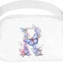 Simikol Belt Bag Initail Letter Travel Fanny Pack Cute Butterfly Crossbody Bags for Girls Fashion Waist Packs Letter A-T Outside Lightweight Waterproof Running Workout Hiking Travel Belt Bags, R