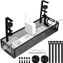 Under Desk Cable Management Tray, Cable Management Under Desk No Drill, Wire Management Tray with Clamp, Cord Organizer for Home Office, Black (15.3'' (1 Pack))