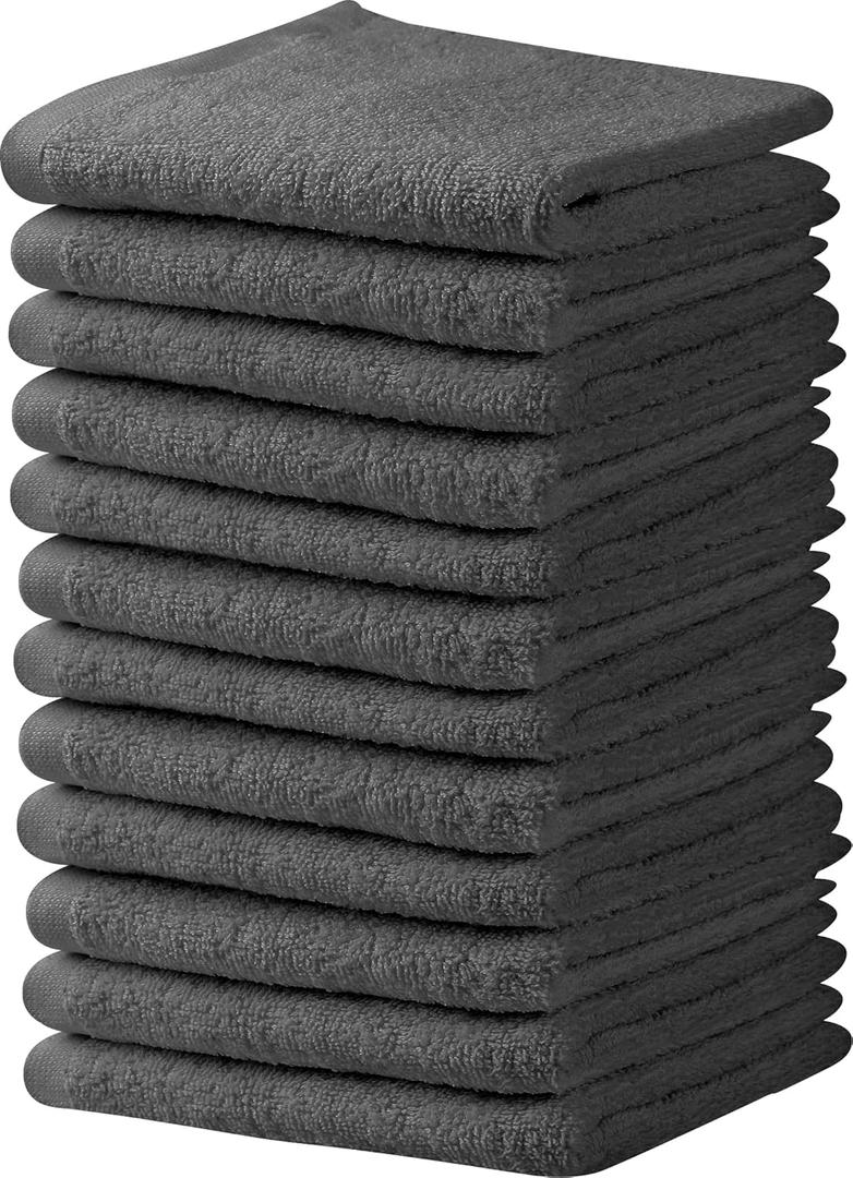 Towel and Linen Mart Grey Salon Towels, Pack of 12 (Not Bleach Proof, 16 x 27 Inches) Highly Absorbent Towels for Hand, Salon, Gym, Beauty, Spa, and Home Hair Care (Grey) 12 Pack (Small)