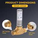 Washing Machine Water Hammer Arrestor, 3/8" Male Compression x 3/8" Female Compression, Straight Threaded, Stainless Steel Hammer Arrestor, Stop Water Shock and Noise, Quick Setup, 2 Pack