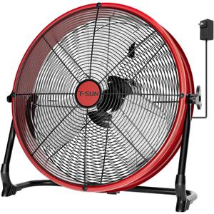 T-SUN 16" Battery Power Floor Fan Compatible with Milwaukee Battery, Portable Fan with AC Adapter and USB Output, Stepless Speed Cordless Fan, Metal High Velocity for Jobsite Outdoor Camping