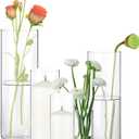 5 Pack Cylinder Vases Set, Clear Glass Vases for Centerpieces, 4,6,8,10,12 Inch Tall Flower Vase for Home Decor, Flower Vase for Table Decorative & Hurricane Floating Candle Holders (5Pack)