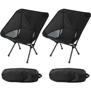 Wind Tour Portable Camping Chair Lightweight Foldable Outdoor Chair for Hiking Camp Backpacking Lawn Beach Fishing Picnic with Carry Bag (Black-2)