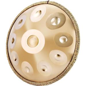 Handpan 22 Inches Drum Set, 440Hz 10 Notes Hand Drum Instrument, Premium Steel Hand Drum, Includes Carrying Case, Drumsticks, Spiral Wraps, Instruction Guide