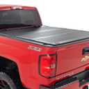 Rough Country Hard Tri-Fold Truck Bed Tonneau Cover for Chevy Silverado & GMC 1500/2500HD/3500HD (2014-2019) - Aluminum Flip-Up Bed Cover, Fits 6'7 (78.8-78.9") Bed w/Rail Caps