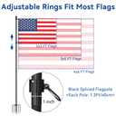 FIASON 9 FT Tangle Free Flag Pole in Ground with Solar Light & 5 Prongs Base, Thickened Heavy Duty Flag Pole Holder, Flagpole Kit for Residential or Commercial (1 Pack, Black, Without Flag)